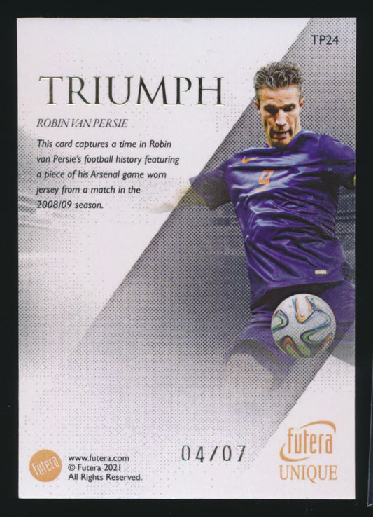 2021 Futera Game Worn Triumph Robin Van Persie #TP24 4/7 Arsenal