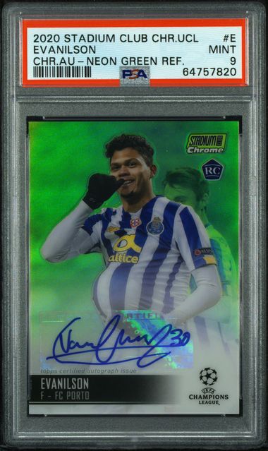 2020-21 Topps Stadium Club UEFA Evanilson #CA-E Auto Neon Green /99 PSA 9 POP 1