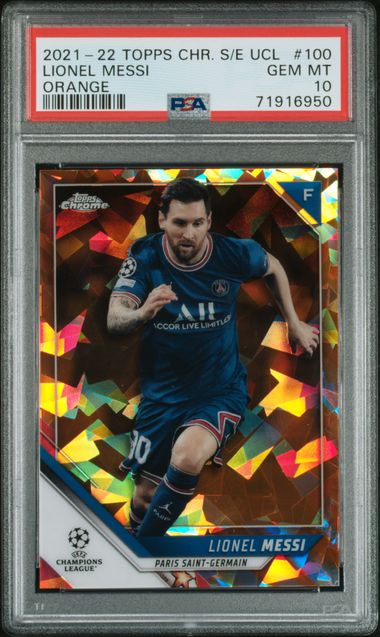 LIONEL MESSI 2021-22 Topps Chrome UCC #100 Soccer Sapphire Orange 02/50 Pop 14