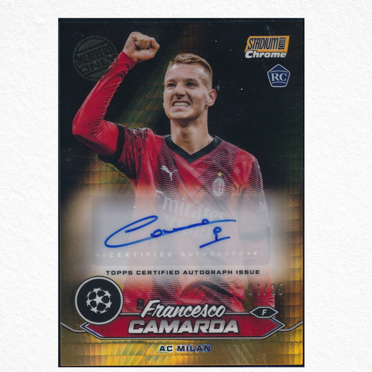 2023-24 Stadium Club Chrome UEFA Francesco Camarda Auto RC 01/25 Orange #CA-FC