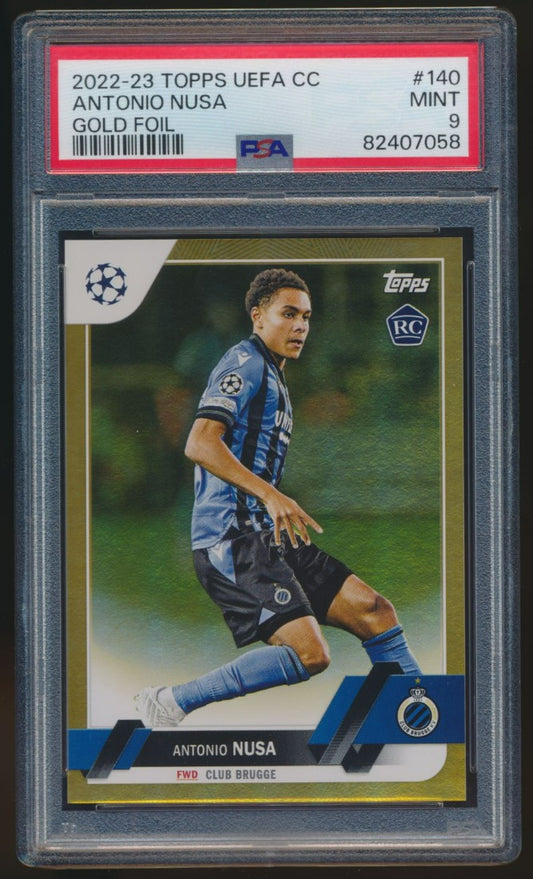 2022-23 Panini Topps UEFA Champions League Antonio Nusa Rookie Gold Foil /50 PSA 9 #141