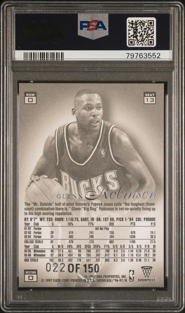 1996 FLAIR SHOWCASE LEGACY COLLECTION BASKETBALL #13 GLEN ROBINSON LEGACY COLLECTION-ROW 0 PSA 8