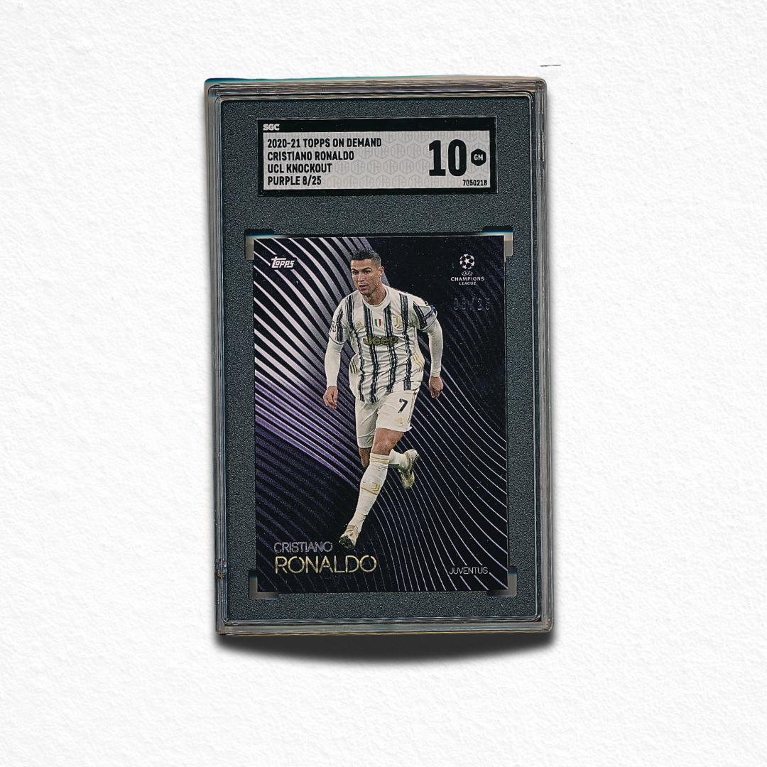 2020-21 Topps On Demand UCL Knockout Cristiano Ronaldo SGC 10 Purple 8/25 RARE