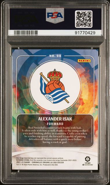 2021-22 Chronicles Origins La Liga #98 Cracked Ice Alexander Isak /23 PSA 9