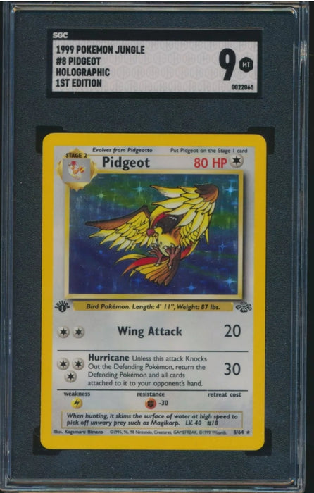 POKEMON 1999 1st Edition Jungle PIDGEOT #8 /64 HOLO Rare SGC 9 Holographic Pop 2