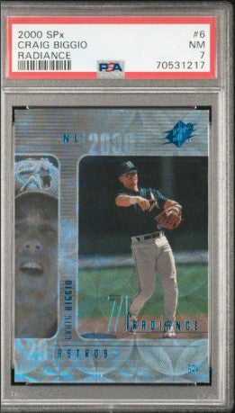 2000-01 Upper Deck SPx #6 Craig Biggio Major League Baseball (MLB) Radiance PSA 7 029/100