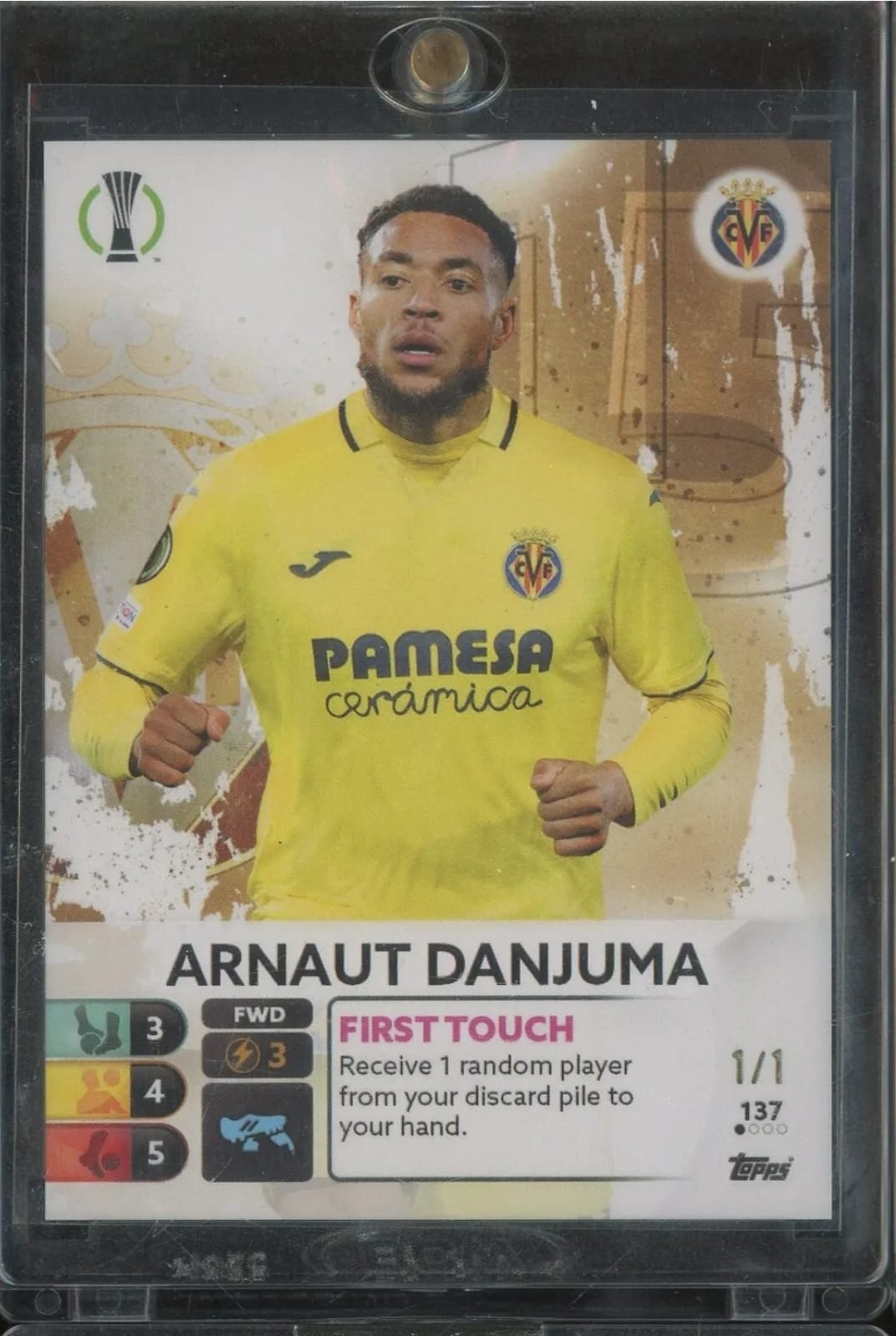 2022-23 Topps Total Football #137 Arnaut Danjuma First Touch FWD UEFA Champions League UEFA Conference League /1