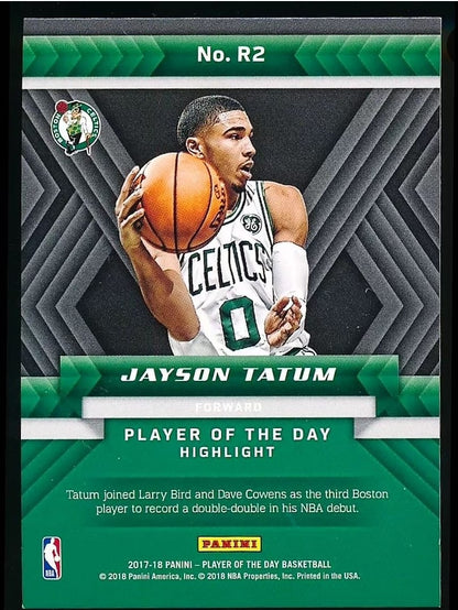 2017-18 Panini Player of the day Basketball Rookie No. R2 Jayson Tatum /50