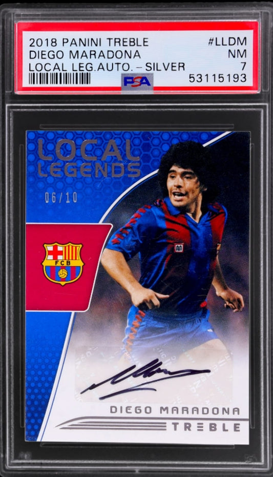 2018-19 Panini Treble #LLDM Diego Maradona Local Legends Autographs SIlver Psa /10