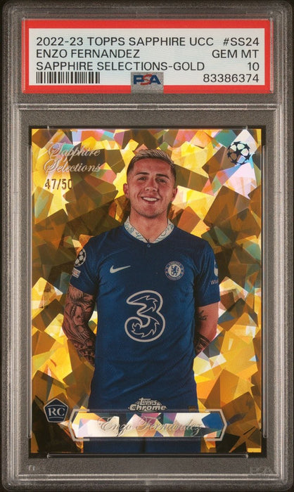 2022-23 Topps Sapphire UCC Rookie #SS24 Enzo Fernandez Sapphire Selections-Gold Psa 10 /50