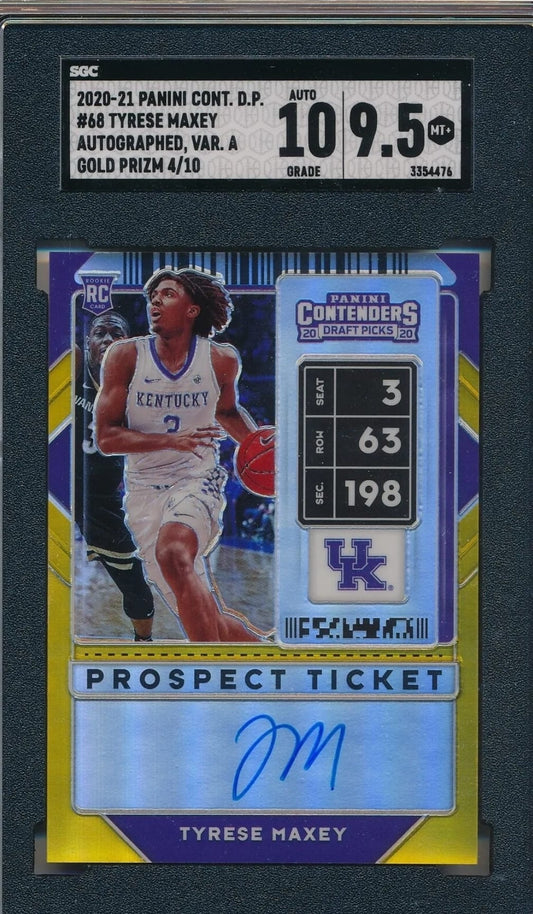 2020-21 Panini Prizm Autographs Rookie No. 3 Tyrese Maxey Gold Prizm 9.5 SGC /10