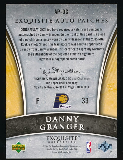 2006-07 Exquisite Auto Patches No. AP-DG Danny Granger Exquisite Collection UD 33 /100