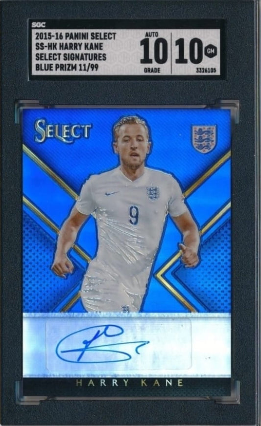 2015-16 Panini Prizm Select Soccer No. SS-HK Blue Prizm /99 Harry Kane Autograph SGC 11/99