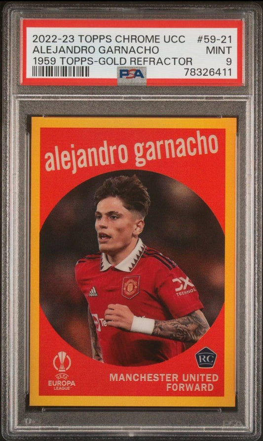 2022-23 Topps Chrome UCC #59-21 Alejandro Garnacho 1959 Topps-Gold Refractor PSA 9 /50