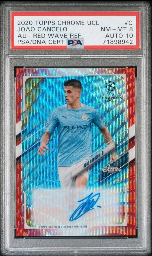 2020-21 Topps Chrome UCL No. CA-C Joao Cancelo Red Wave Refractor Autograph PSA 10 /5