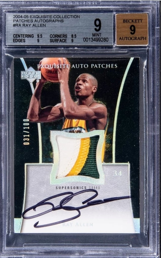 2004-05 Exquisite Collection #RA Ray Allen Upper Deck Patches Autographs PSA 9 /100