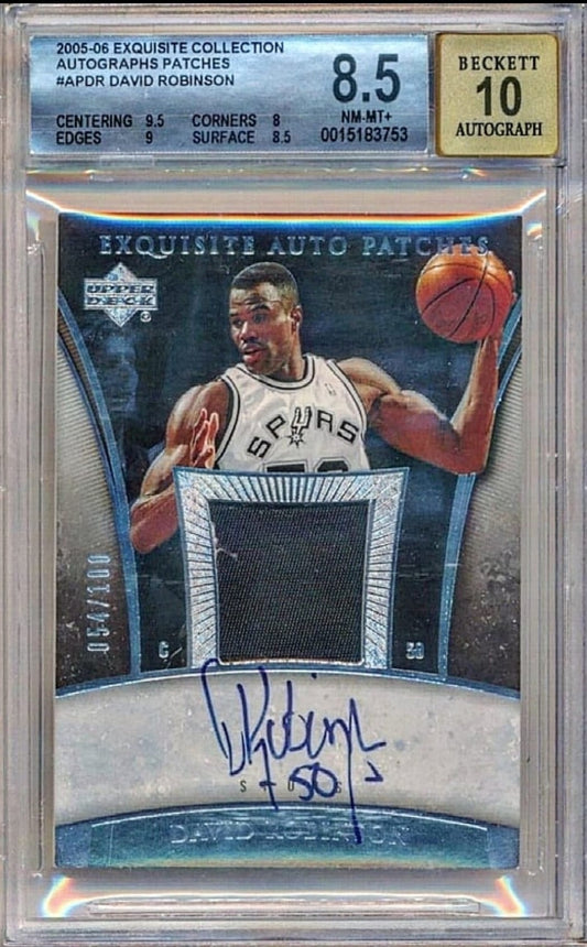 2005-06 Exquisite Collection #APDR David Robinson Autographs Patches PSA 8.5 /100