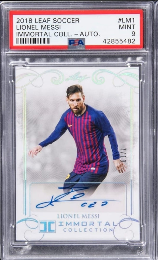 2018-19 Leaf Soccer Immortal Collection #LM1 Lionel Messi Autograph 10 PSA 9 /10