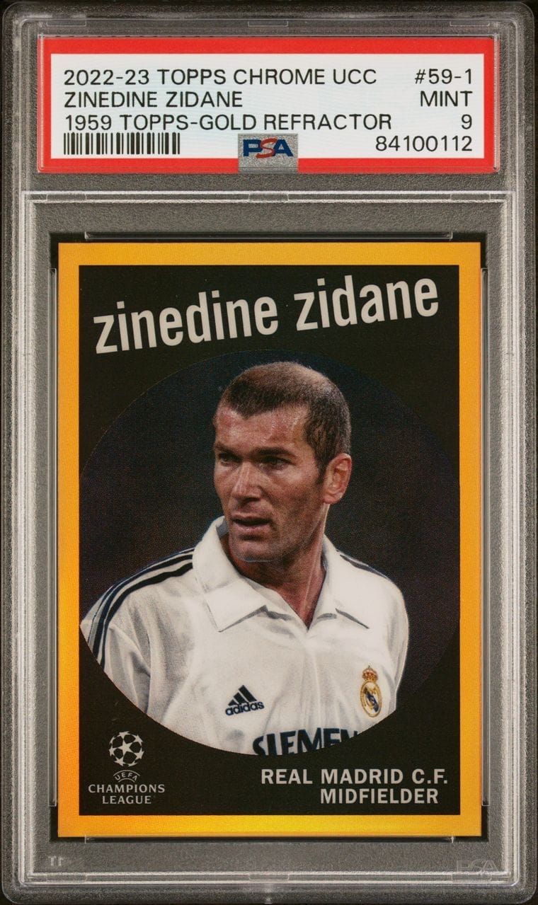 2022-23 Topps Chrome UCC Zinedine Zidane #59-1 Gold Refractor 1959 PSA 9 /50