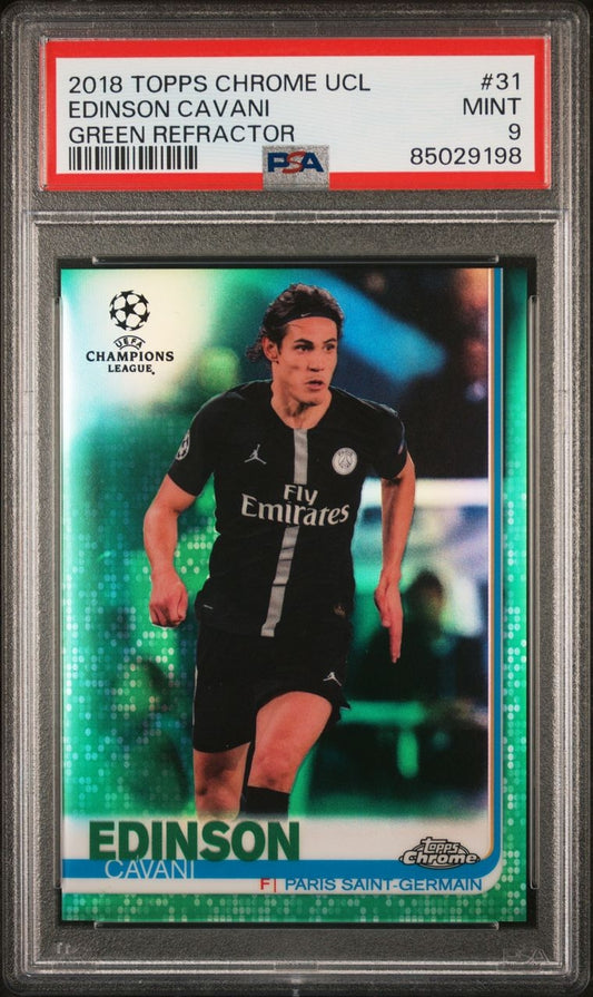 2018-19 Topps Chrome UCL Green Refractor Edison Cavani #31 PSA 9 /99