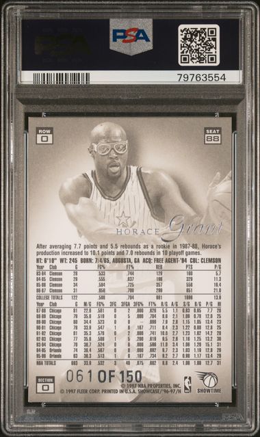 1996 FLAIR SHOWCASE LEGACY COLLECTION BASKETBALL #88 Horace Grant LEGACY COLLECTION-ROW 0 PSA 8