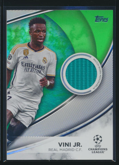 2023-24 Topps UEFA Competitions VINI JR Match Worn Patch Green /199 Brazil TS-VJ