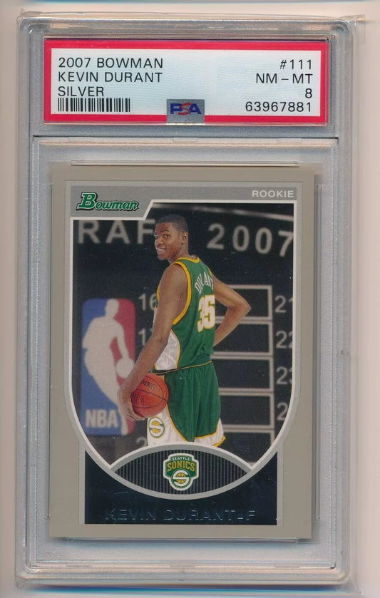 2007 Bowman #111 Kevin Durant Silver /199 PSA 8 Rookie RC Supersonics Seattle SP