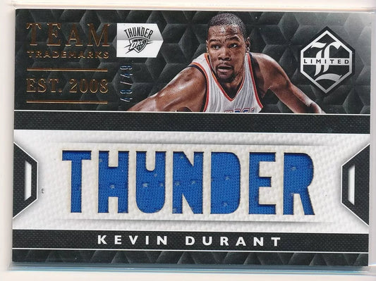 2015-16 Panini Limited Team Trademarks 21 Kevin Durant GU Jersey /49 Okc Thunder