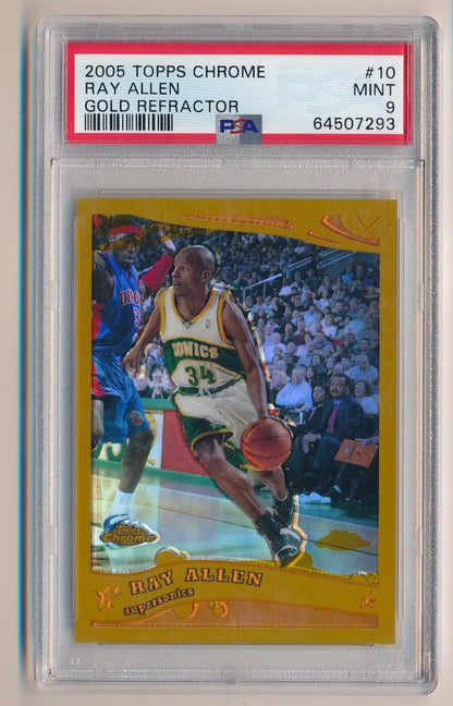 2005-2006 Topps Chrome Basketball #10 Ray Allen Gold Refractor NBA /99 PSA 9