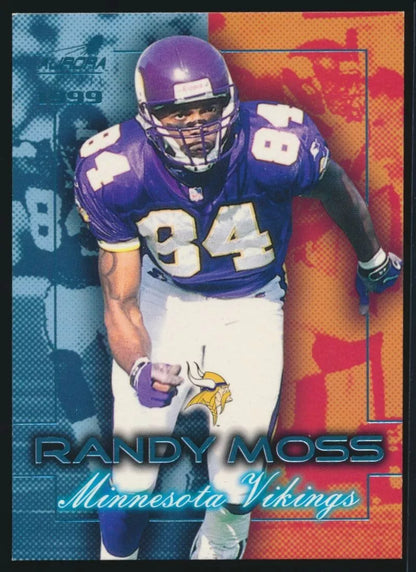 1999 Pacific Aurora Platinum Blue Serial Number 012/100 Randy Moss #12 HOF Vikings