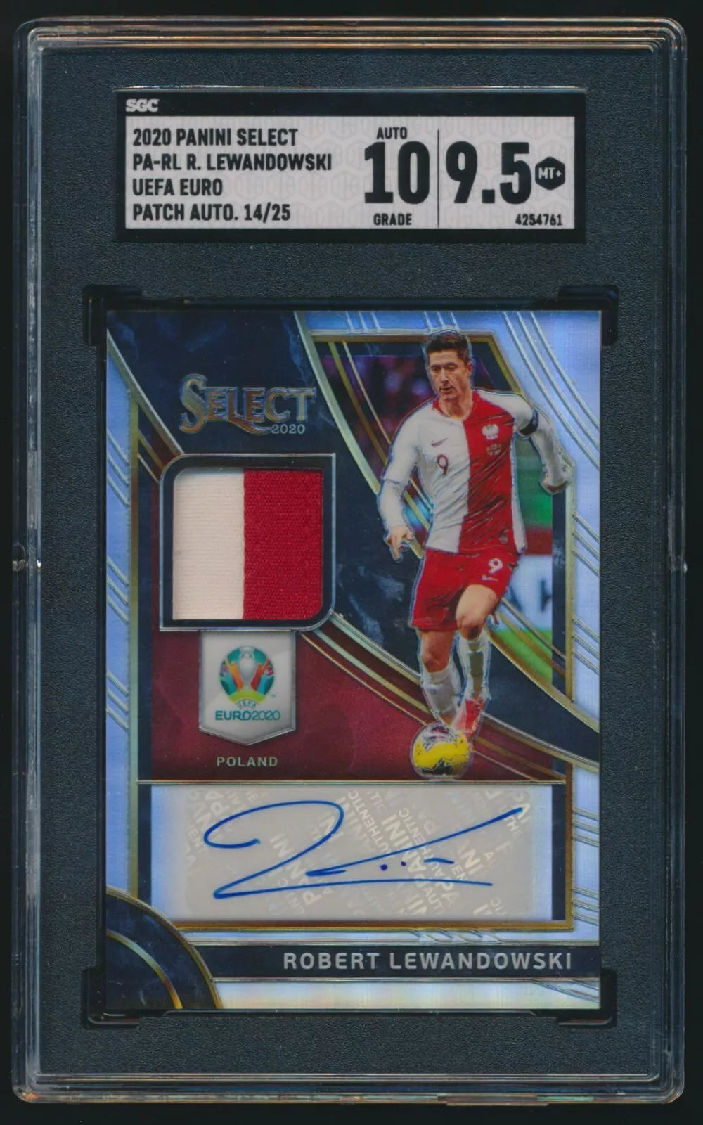 2020-21 Panini Select UEFA Robert Lewandowski Patch Auto /25 SGC 9.5/10 #PA-RL