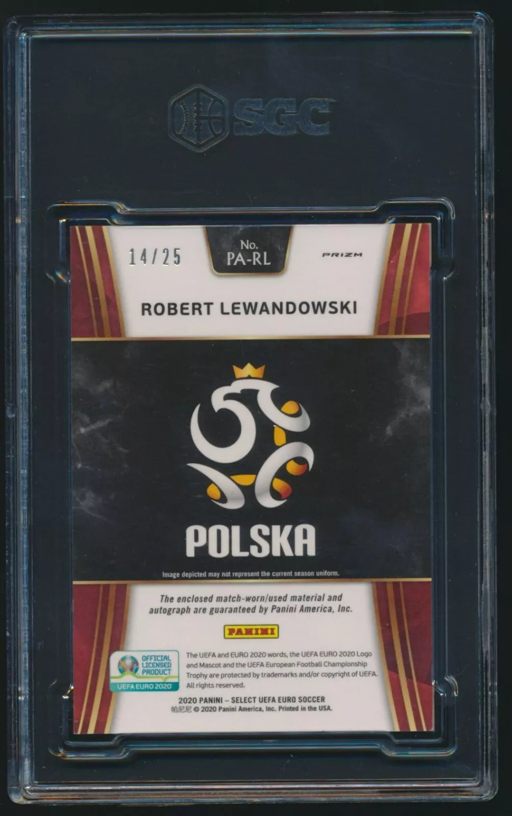 2020-21 Panini Select UEFA Robert Lewandowski Patch Auto /25 SGC 9.5/10 #PA-RL