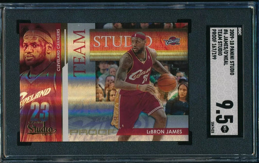 2009-2010 PANINI STUDIO TEAM STUDIO LEBRON JAMES/SHAQUILLE O'NEAL /199 SGC 9.5