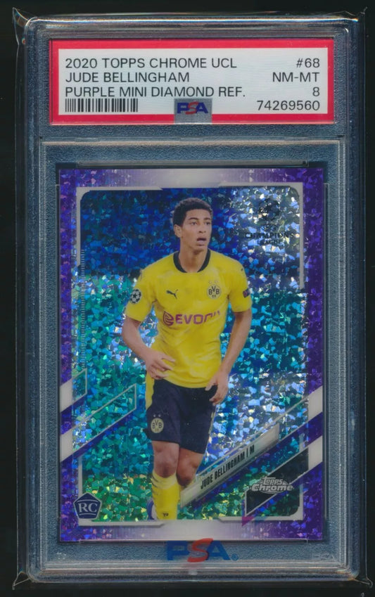 2020-21 Topps Chrome Jude Bellingham Purple Mini Diamond Refractor /250 PSA 8 SP