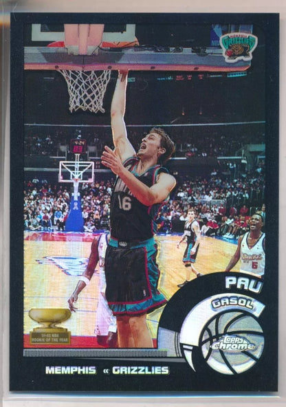 2002-03 TOPPS CHROME PAU GASOL 43/99 2ND YEAR BLACK REFRACTOR #2 grizzlies