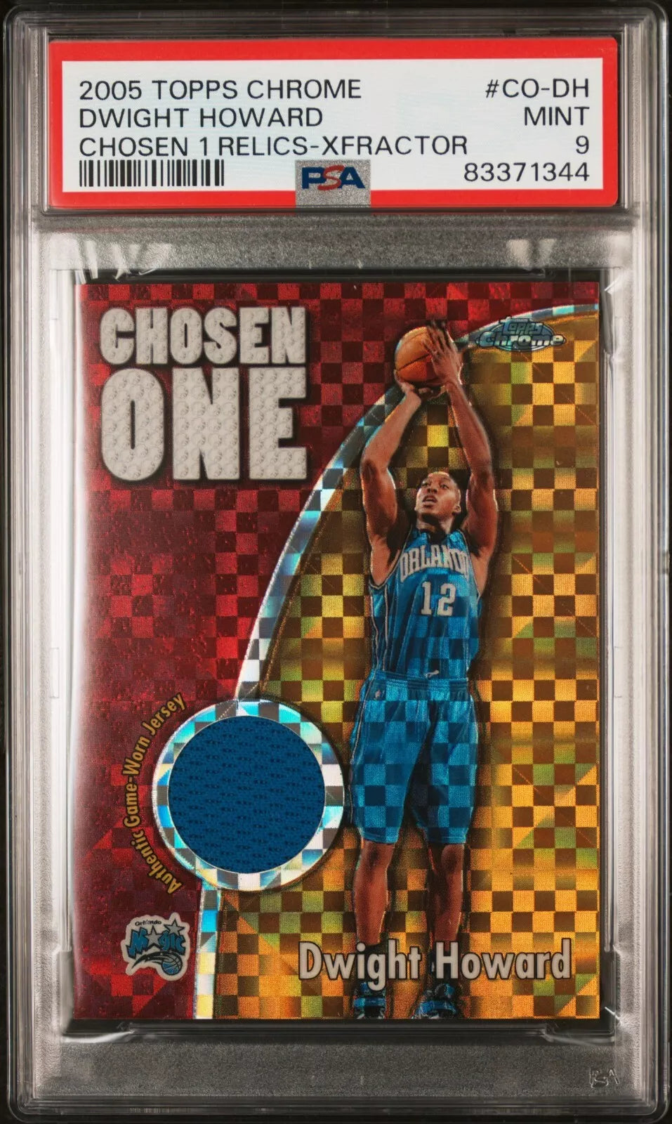 2005 Topps Chrome CO-DH Dwight Howard Chosen One Material Xfractor /25 PSA 9