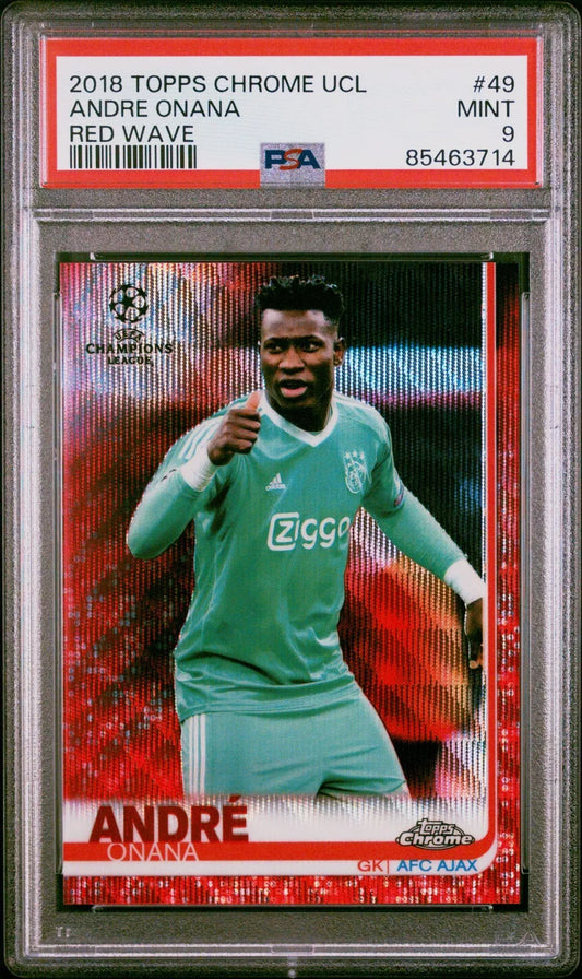 2018 Topps Chrome UEFA Champions League #49 Andre Onana Red Wave PSA 9 /10 POP 1