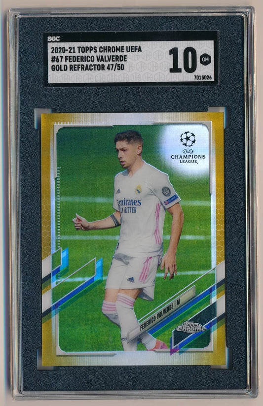 2020-2021 Topps Chrome UEFA #67 Federico Valverde Gold Refractor /50 SGC 10