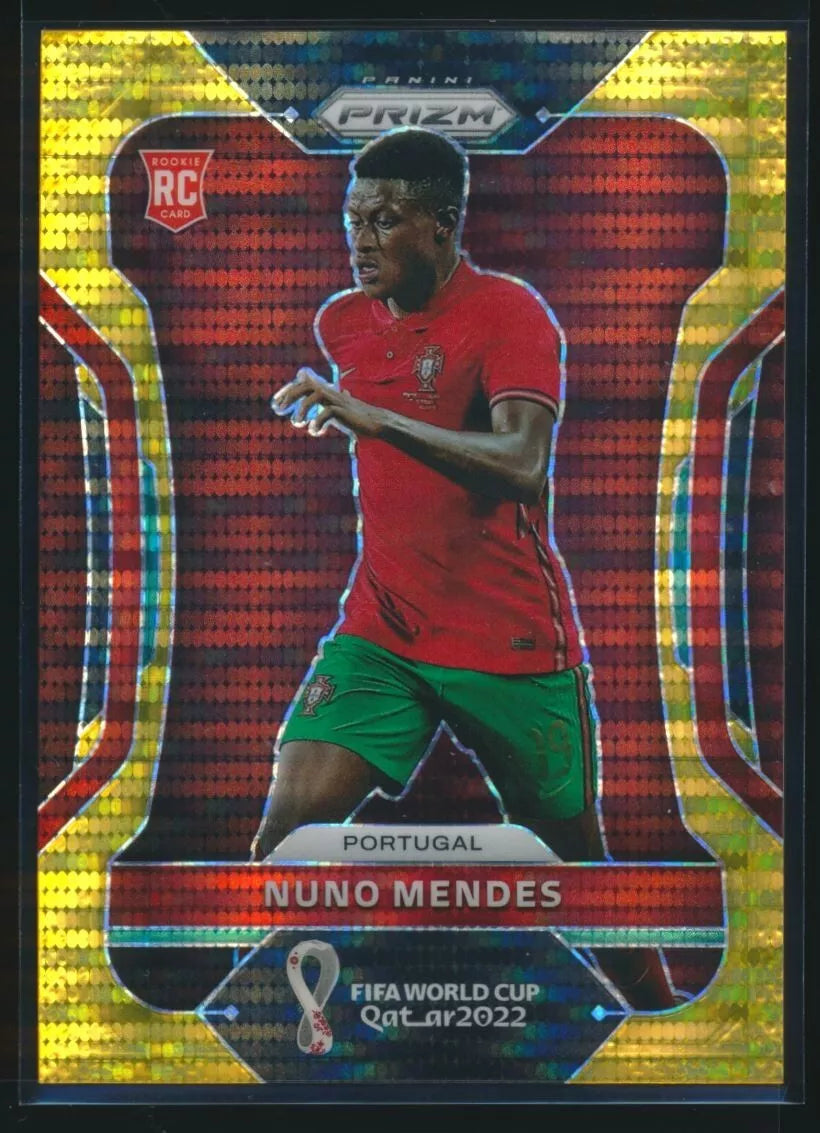 2022 Panini Prizm World Cup Qatar Gold Mojo Rookie Holo 10/10 Nuno Mendes #180