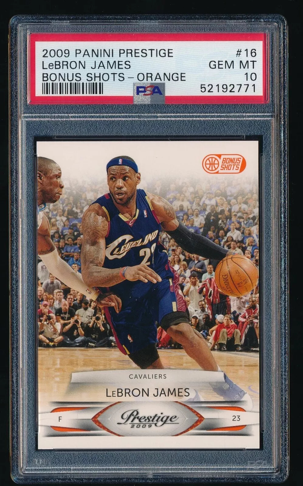 2009 Panini Prestige Lebron James Bonus Shots Orange /300 Cavaliers #16 PSA 10