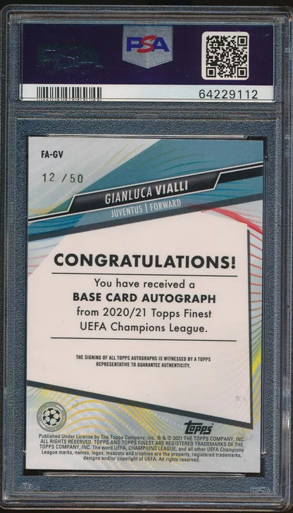 2020-21 Topps Finest UCL Gold Refractor /25 Gianluca Vialli #FA-GV Auto PSA 9