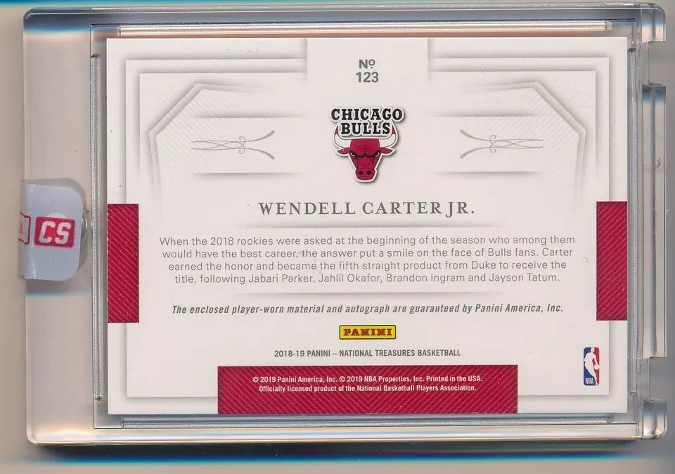 2018-19 Panini National Treasures /49 Wendell Carter Jr RPA Rookie Patch Auto RC