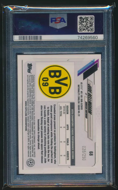 2020-21 Topps Chrome Jude Bellingham Purple Mini Diamond Refractor /250 PSA 8 SP