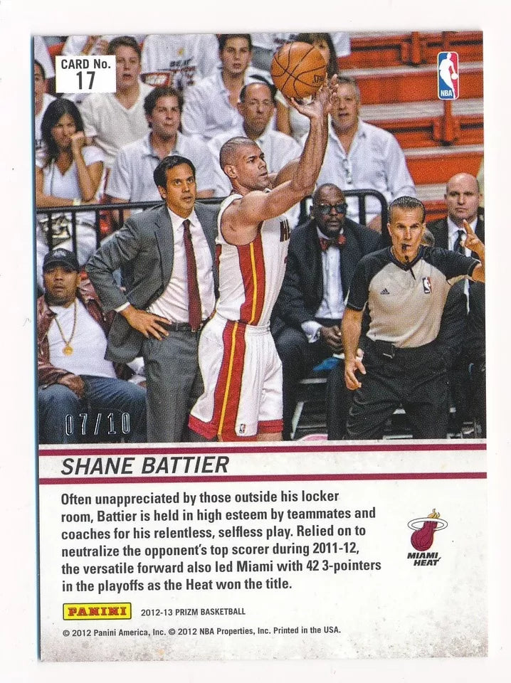 2012-13 Panini Prizm Gold Prizm Downtown Bound Miami Heat #17 Shane Battier /10