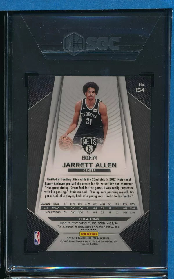 2017-2018 Panini Prizm Jarrett Allen Autographed Rookie RC SGC 9.5 Auto 10 #154