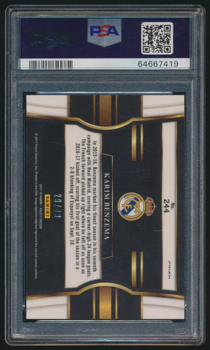 Karim Benzema 2017-18 Panini Select Copper Prizm 29/49 PSA 9 #244 Field Level