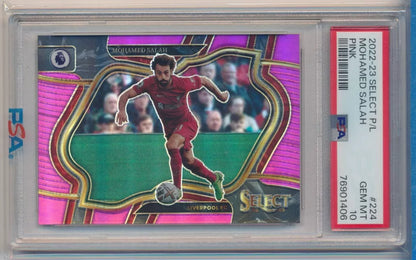 2022-23 PANINI SELECT PREMIER LEAGUE FIELD LEVEL PINK MOHAMED SALAH 03/99 PSA 10