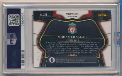 2022-23 PANINI SELECT PREMIER LEAGUE FIELD LEVEL PINK MOHAMED SALAH 03/99 PSA 10