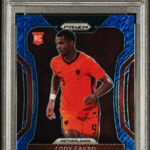 2022 Panini Prizm World Cup Qatar #153 Cody Gakpo Blue Shimmer /5 Rookie PSA 9