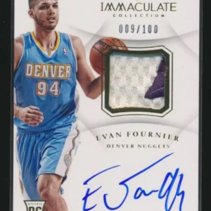 2012-13 Panini Immaculate Evan Fournier Rc Patch Rookie On Card Auto /100 #AP-EF